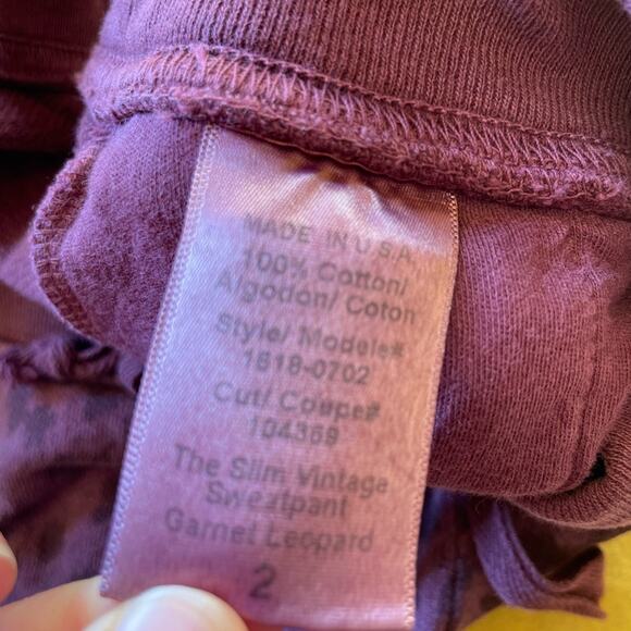 Current/Elliott Purple Cheetah 100% Cotton Jogger Sweats Y2K Size 2 Sm/Med - Picture 7 of 12